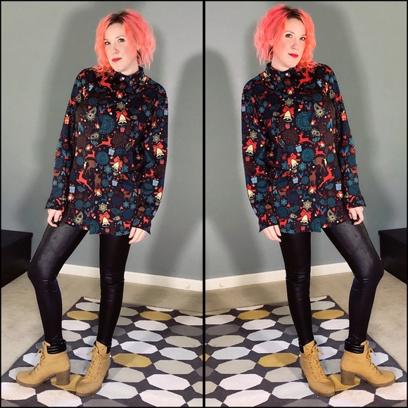 Meiling Tops - Funky Fab, MEILING, holiday button up!!